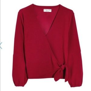 Texture and Thread Crepe Wrap Top